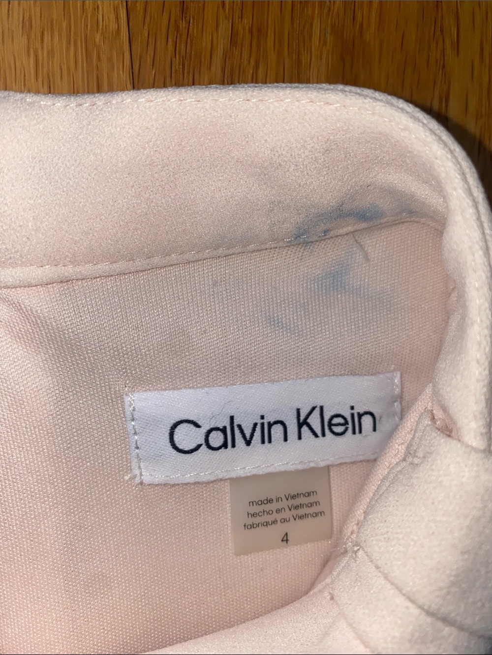 Calvin Klein Blush Pink Long-Sleeve Tie-Neck Shift Dress - Picture 2 of 8
